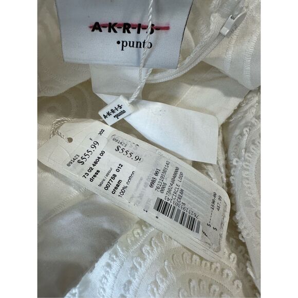 AKRIS Cotton Batiste Midi Dress with Circle Loop Embroidery US 8 $1390 - Picture 9 of 11